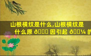 山根横纹是什么,山根横纹是什么原 🐎 因引起 🐼 的
